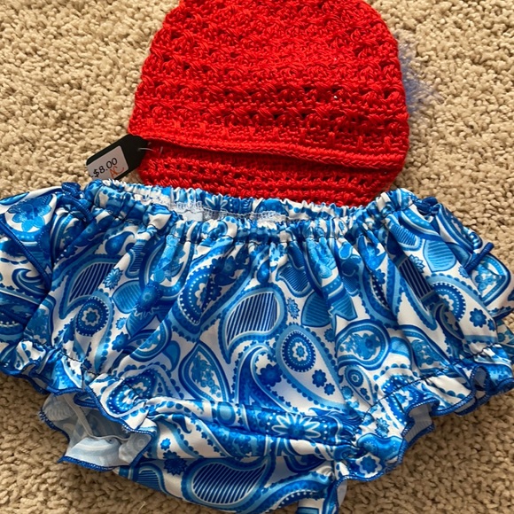 NEW Bloomer/Diaper Cover & Hat Set - Picture 4 of 5